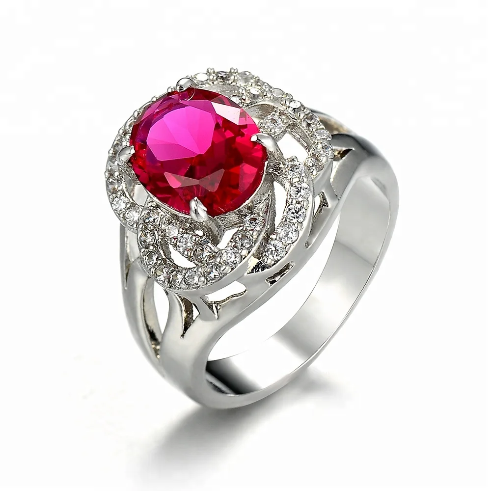 

2019 New Product Natural Ruby Ring Red Stone Ring Sterling Silver Ring