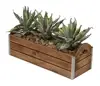 Wooden ledge planter crate with metal border accents,rustic,simple,solid wood