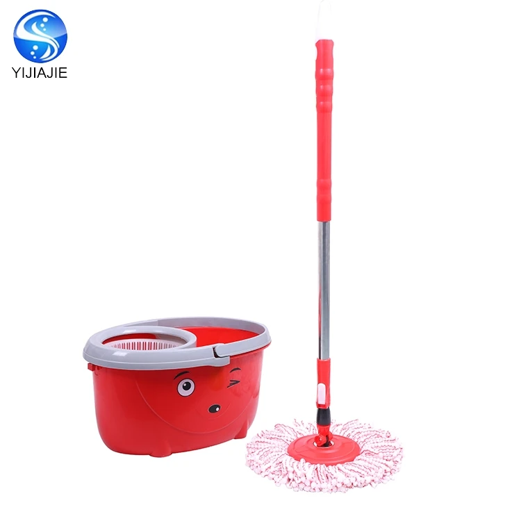 

China hot selling cleaning mop with smiling face bucket bazhou spin magic mop cleaner mop, Red/pink/purple