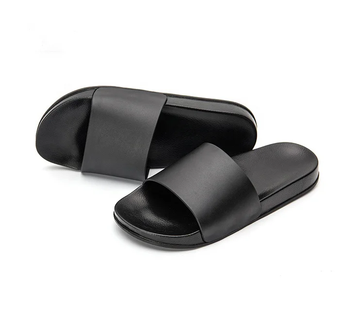 

Wholesale OEM Logo new design PCU Flat And Anti-skip Blank Slide Sandals Plain custom mens rubber slippers, Customized