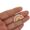925 sterling silver rainbow necklace micro pave colorful stone Gold plated Vermeil fashion women summer gift jewelry