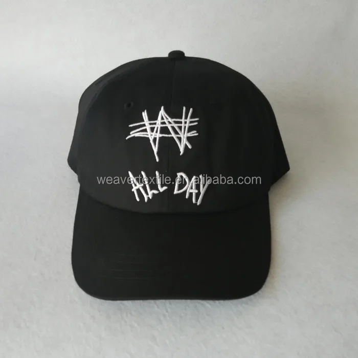 
Black Unstructured Dad Hat Flat Embroidery Baseball Cap 