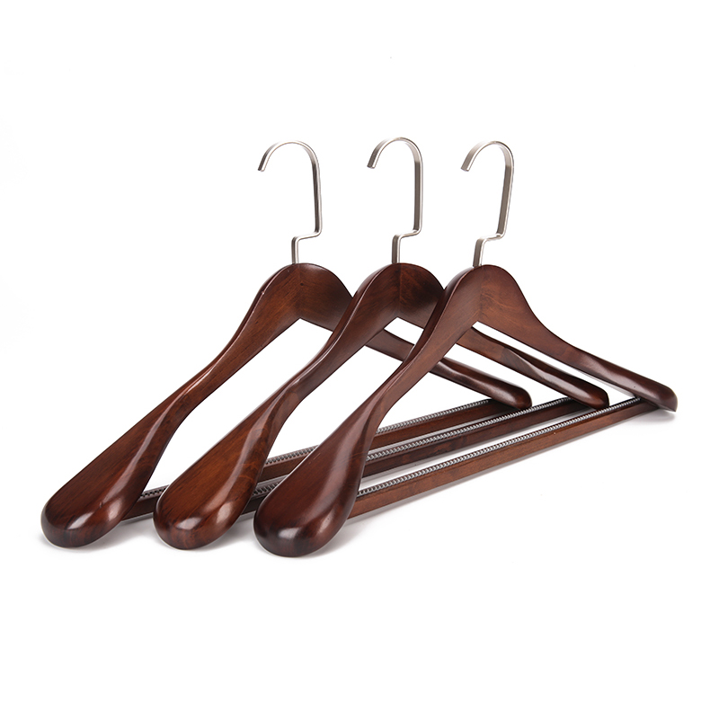 

Free sample comfortable durable multi-function metal hook wooden hanger for clothes wooden, Natural, black, retro