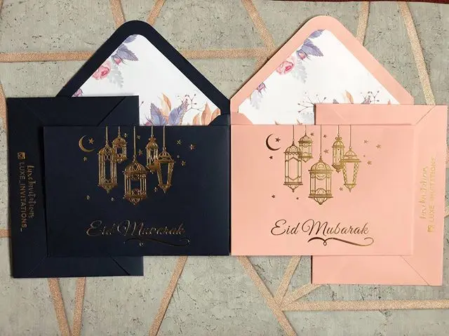 Foiled Eid Mubarak Cards Arabic Eid Cards Personalised Eid Cards Eid Cards