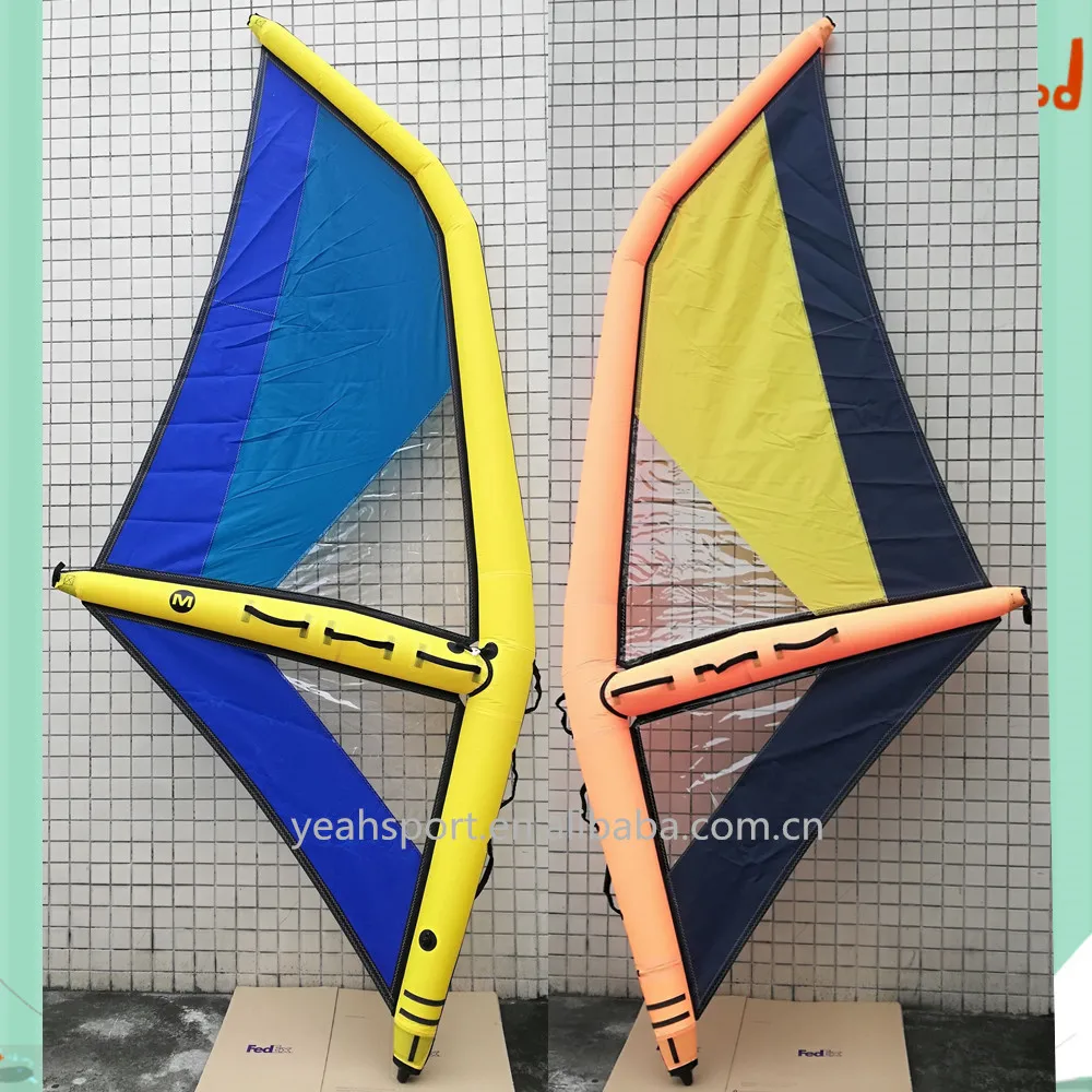 

Inflatable windsurfing sail for all ages beginner wind surf wing sail, Blue/yellow or customized