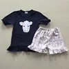 Wholesale cotton material 2 pcs /sets Cow animal pattern embroidery clothes sets