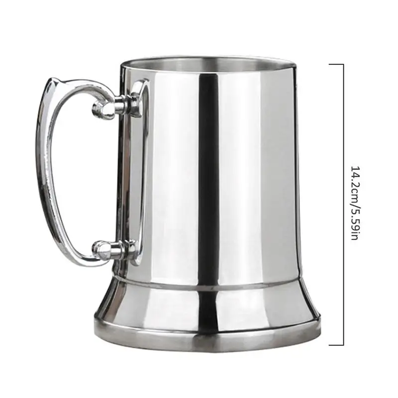 Silver 1000ml Beer Tankard Beer Mug,1000ml Large Capacity Stainless Steel Coffee Beer Mug Double Wall Water Cup 