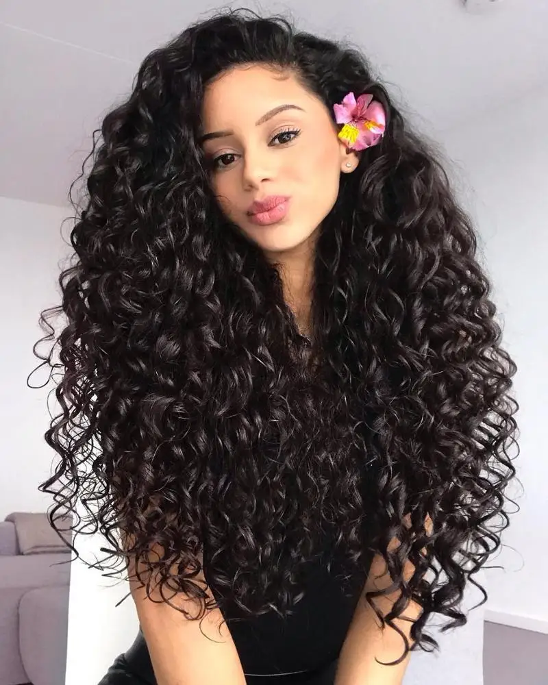 

cuticle aligned virgin indian remy human hair 250% high density curly hair 13X6 lace frontal wig