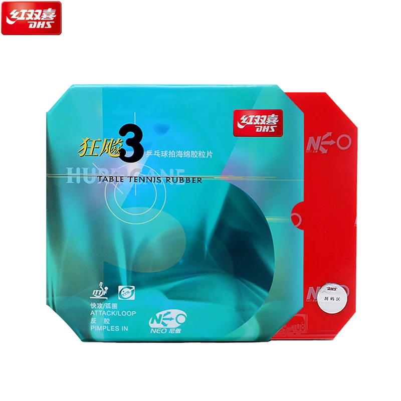 DHS Hurricane 3 Neo High Speed ITTF Professional Table Tennis Rubber Racket with Control & Loop Drive ITTF Approved