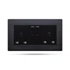 FIKO Wall 147 black aluminum wire drawing 2 - bit switch 2 - bit double British standard 13A square Angle socket with lamp