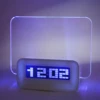 LED Digital Alarm Clock Blue Fluorescent 4 Port Hub USB Desk Table Clock with Message Board