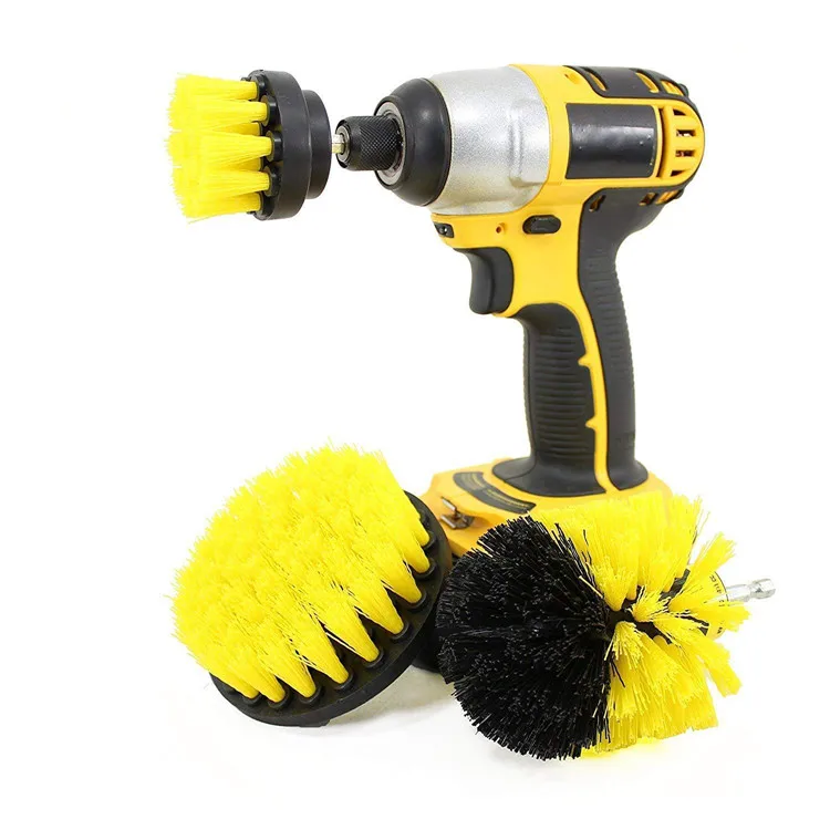 

3 Pack Per Set Power Cleaning Scrub Drill Brush with Extend Long Attachment, White or yellow or customized