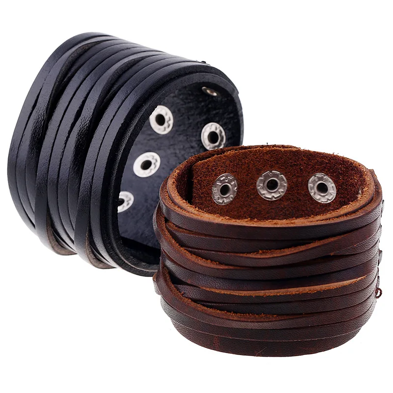 New men punk bracelet leather,