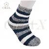 Fine appearance stripe jacquard cozy floor home bed socks,100% polyester home warm winter boot socks
