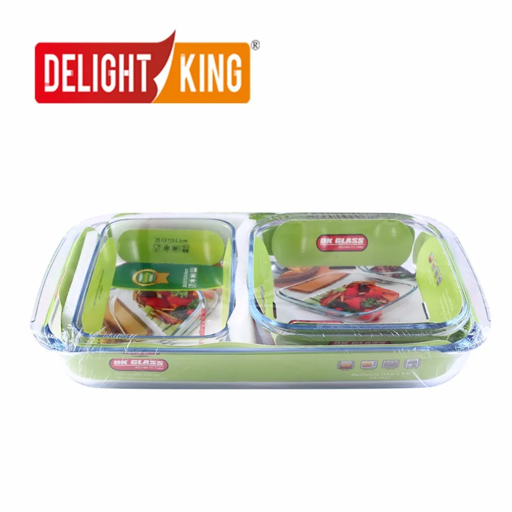 High Borosilicate Glass Baking Tray Set Of 2pcs With Rectangle And Oval
