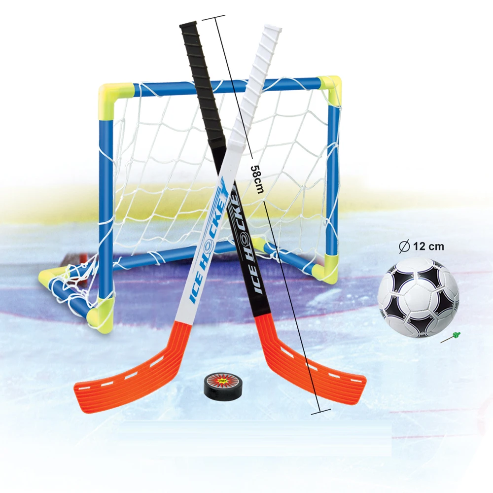2-in-1 Mini Football Soccer Hockey Goal Post Net Set Indoor Outdoor Games Sports 