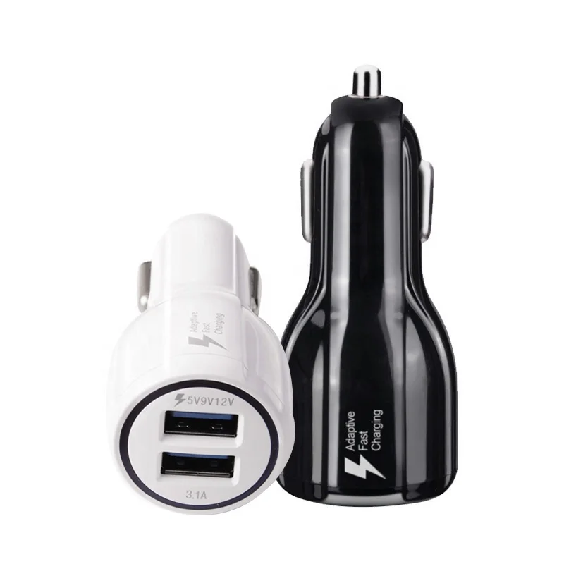 

QC 3.0 Dual USB LED Fast Car Charger Without Retail Package For Samsung Phones, Black;white