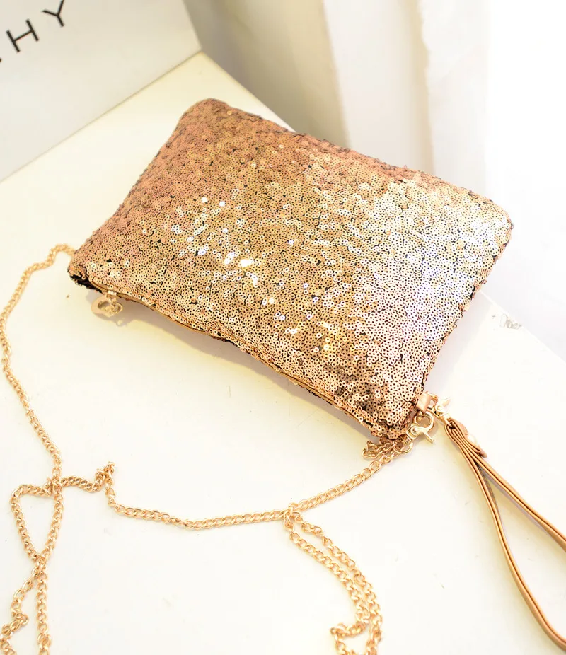 

High fashion sequined handbag with metal strap sequined bag, 3 colors