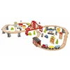 Wholesale cheap educational 70 pcs railway wooden toy train sets for kids W04C073