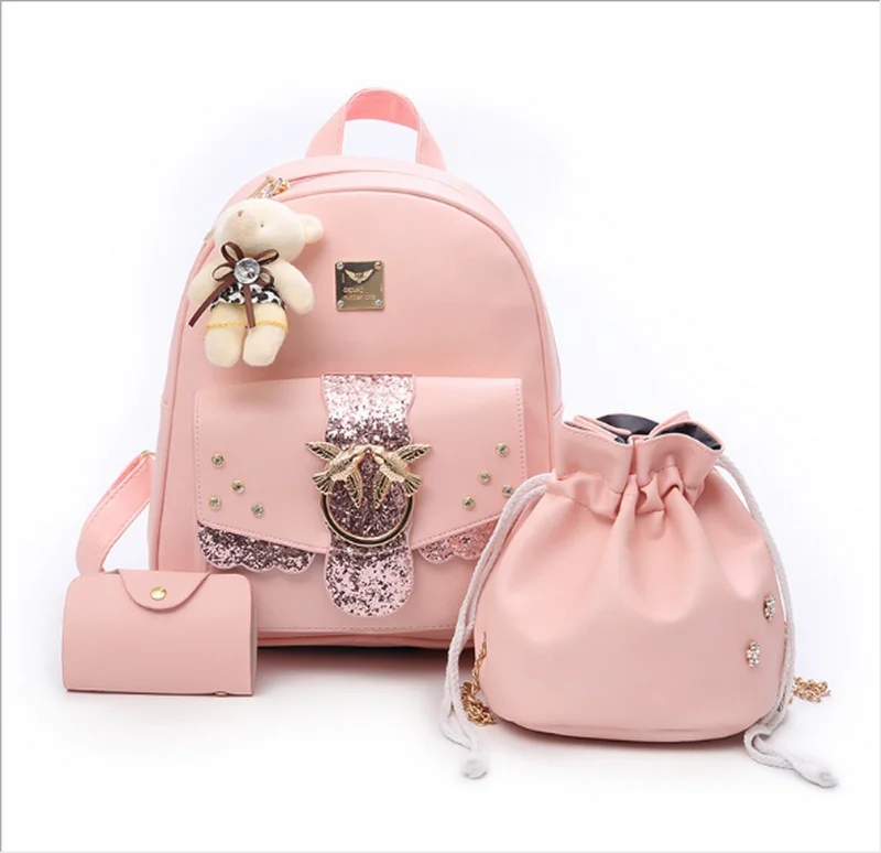 

New Design Women Lady daily PU Leather Girl Backpack For Wholesale, Grey, pink, black