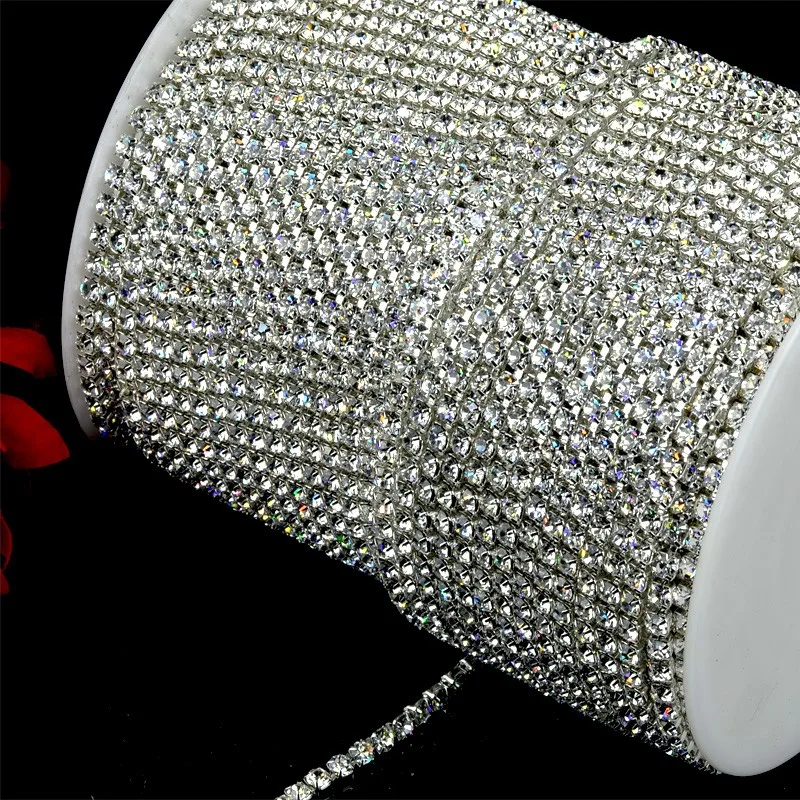 Factory Wholesale point back MC A grade crystal chaton rhinestone strass crystal cup chain for shoes decoration