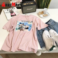 

White Women's T-Shirt Cotton O-Neck Print Short Sleeve Korean Style T shirts Woman Top Female Summer Women T-shirt