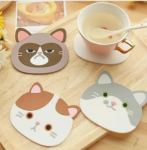 

K38 Cat Coasters Silicone Placemat Mug Tableware Cup Tea Cup Pad Table Mats