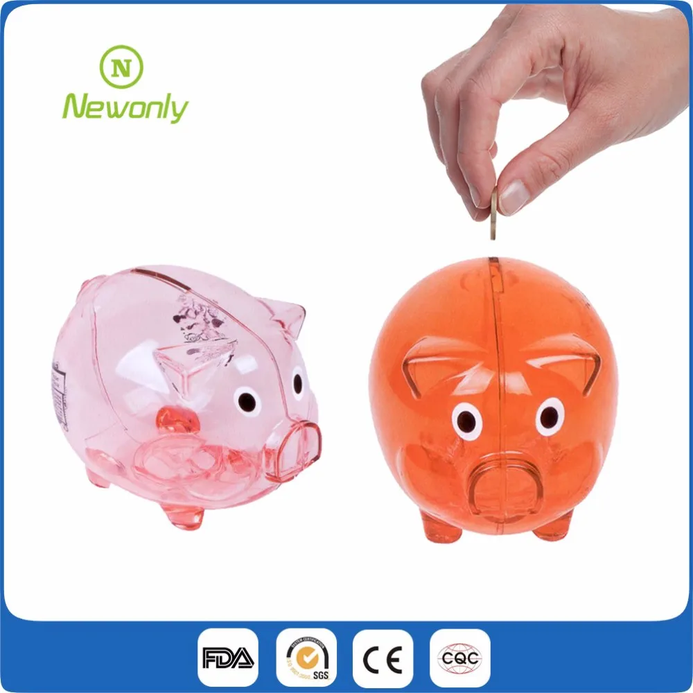 Hot-Selling Lovely custom logo and color plastic piggy coin bank