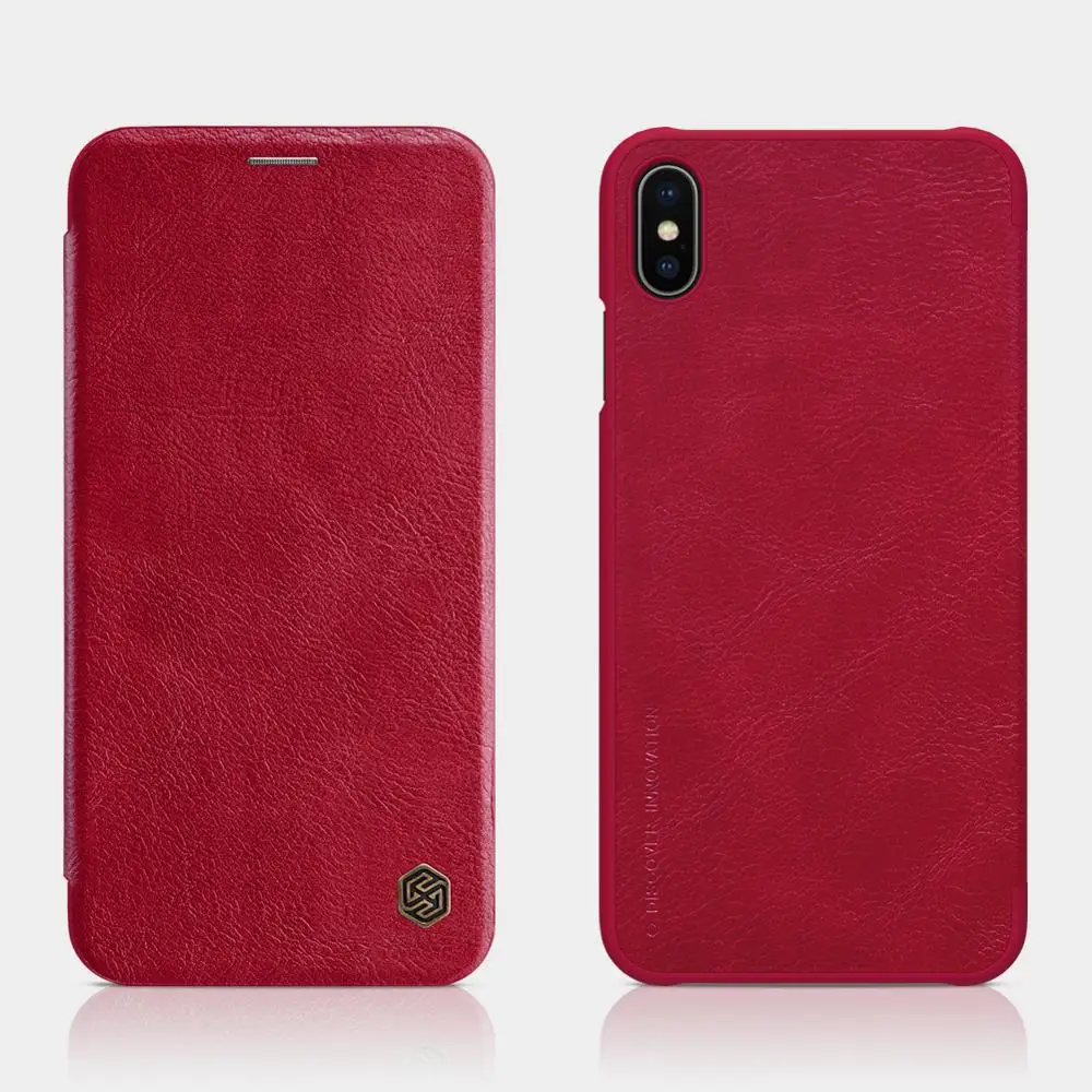 

Nillkin 2018 New Qin series shockproof ultra slim leather case shell PC plastic hard back cover shell for iphone Xs Max, Brown;red;black;white