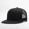 wholesale 6 Panel plain flat brim net caps blank mesh snapback hats