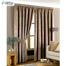 Solid color 100 polyester velvet fabric window drapes custom curtain