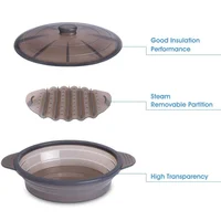 

Microwave Steamer Collapsible Silicone Bowl-Silicone Steamer with Handle & Lid, Collapsible Design with Detachable Partition