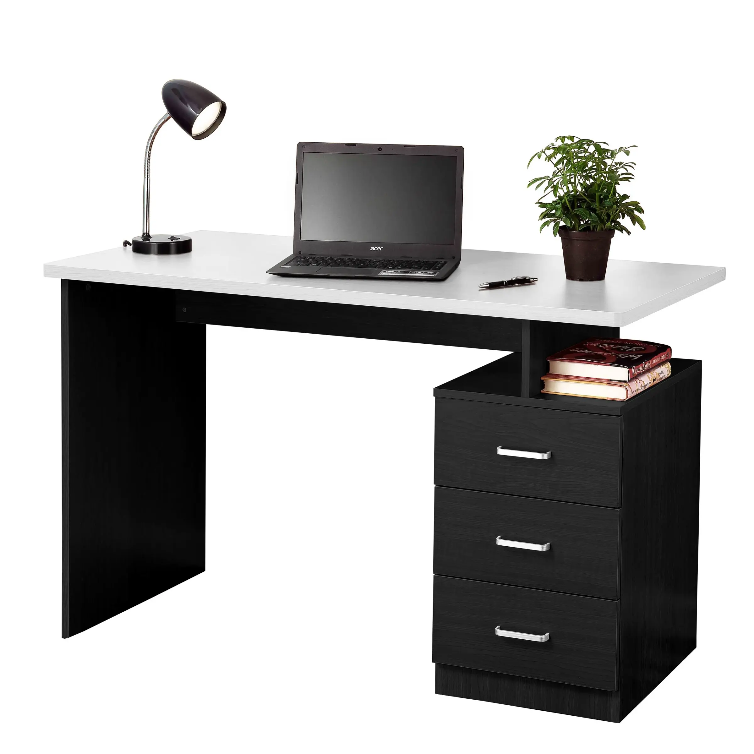 Desk office writing delta winsome desks computer transitional target drawer wooden previous next amazon Buy Fineboard Home Office Desk with 3 Drawers, Black/White in Cheap