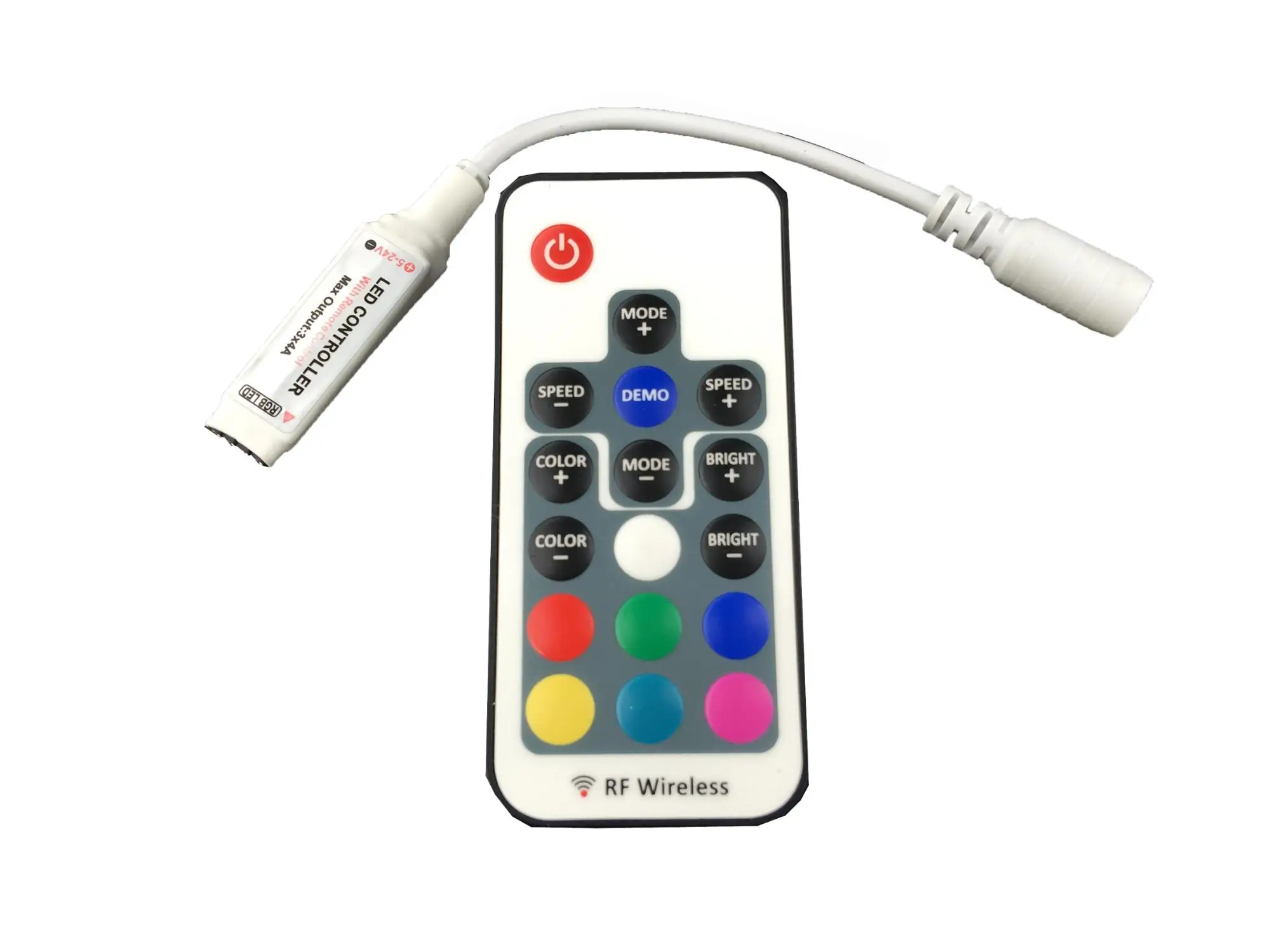Mini Rf Rgb Led Controller Dimmer Dc 5v24v 12a 17 Keys Wireless Remote