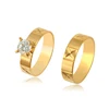 R-155 Xuping Stainless Steel Jewelry Trendy design 24k golden plated unique Fashion synthetic cz stone ring set