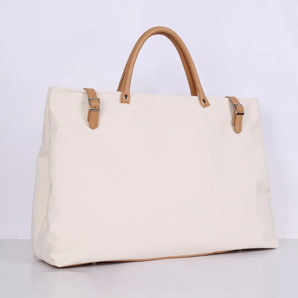 Customizable Taiwan Design Heavy Cotton Canvas Beige Women Tote Travel