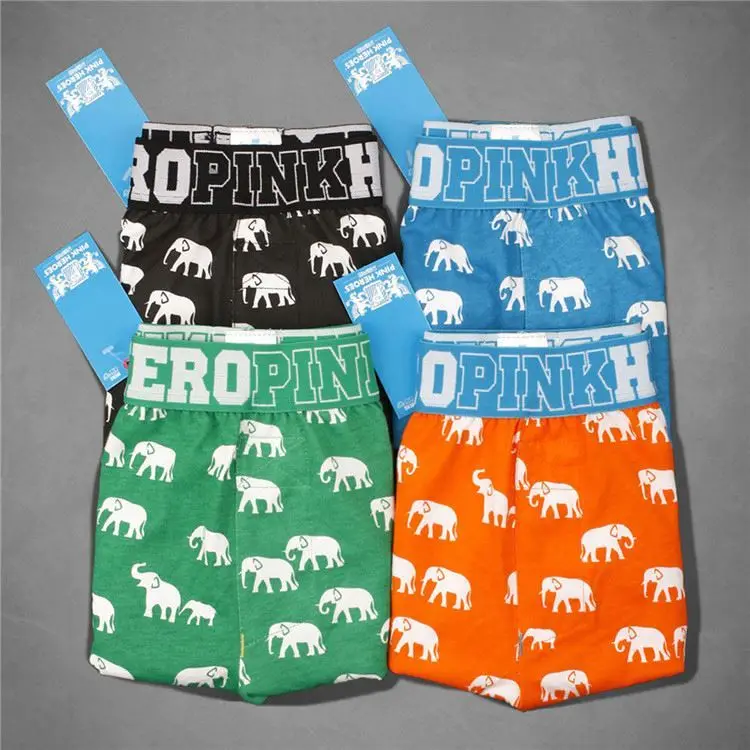 

Cheap Cartoon Animal Printing Boxer Briefs 100 Cotton Environmental Man Underwear, Black;green;orange;lake blue