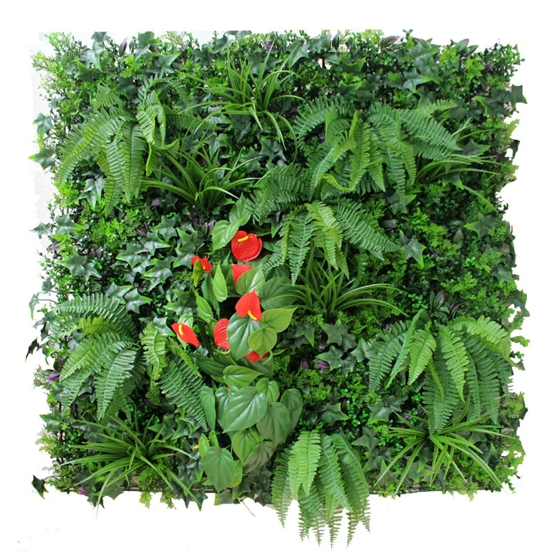

Fire Retardant Mixed Plants Living Wall Panel Artificial Living Green Walls Outdoor Boxwood Hedges 100X100CM