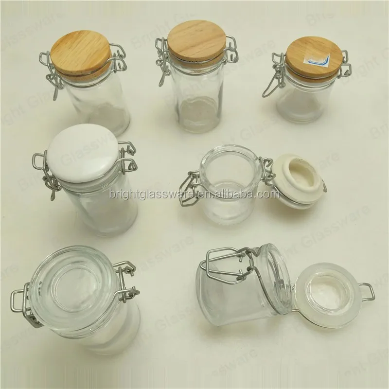 Small 50ml 100ml Airtight Glass Jars With Metal Clip,Glass Spice Jar With Customizable Lid Buy