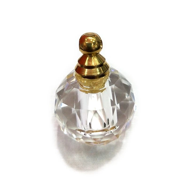 

Diamond Cut natural crystal women Perfume Bottle pendant Mid Century Vintage jewelry quartz Essential Oil Diffuser, Multi