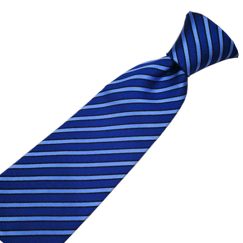 
school necktie 100 silk dark bule and light bule thin strip neckwear ties with or without logo 