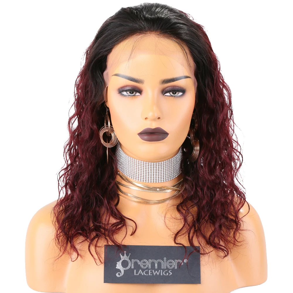 

Super sales 30% OFF Wholesale Indian Remy Human Hair Lace Front Wig With Elastic Band Curly Ombre natural /99j lace front wig, Natural color