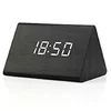 Wood Clock LED Alarm Digital Desk Clock Time Displays Date Temperature Black