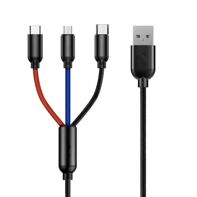 

30 Pecent off Factory 2.4A Fast Charging 3 in 1 Micro Type C USB Charger Cable for Mobile Phone, Black