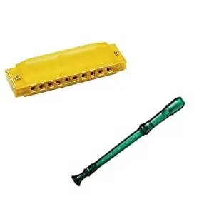 My First Recorder / Harmonica Pack -BPA FREE Green Translucent Recorder w/Yellow Hohner Harmonica