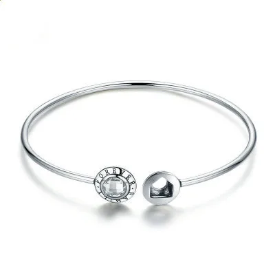 

Original Family Theme 925 Sterling Silver CZ Diamond Open Bangle Jewelry