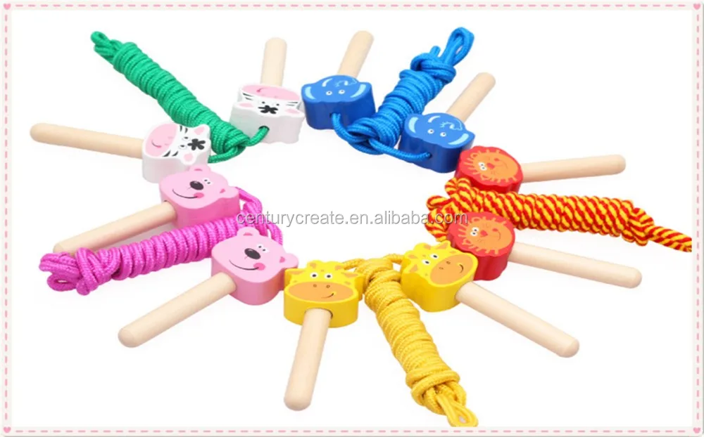 Animal Jump Rope Customized Logo Colorful Kids Physical Exercises Wooden Animal Jump ...