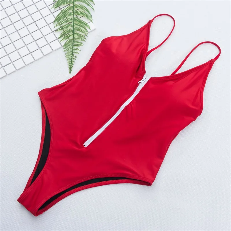 

2019 Hot Sale Bikinis Zipper One piece Woman Swimwear Sexy Swimsuit For Beach Wear, Mixed colors