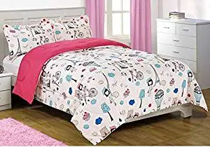 Buy 2 Piece Pink Paris Comforter Twin Xl Set Cute French Girl