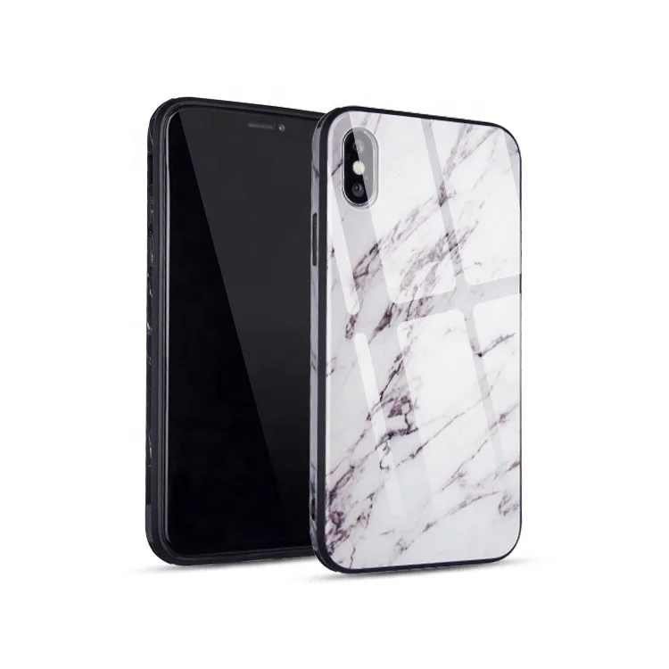 

Luxury tpu pc glass hybrid marble gradient shockproof smart phone case for iPhone X, Purple, black, white